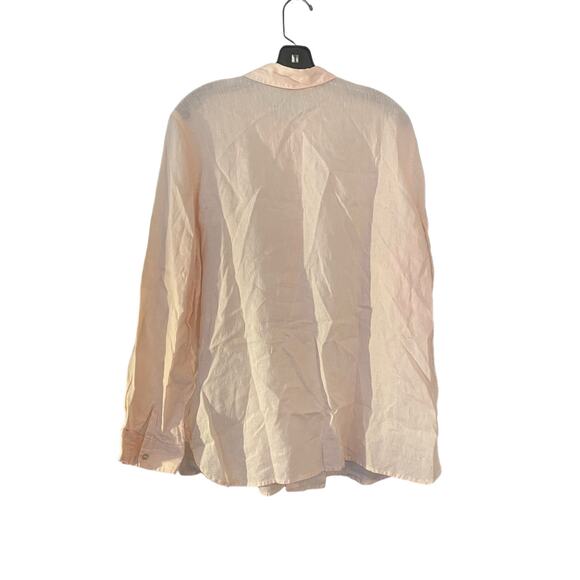 J. Jill Love Line Pink Shirt Woman’s L Long Sleeved Button Down 100% Linen - Picture 3 of 6